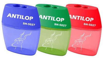 Hegyező, ANTILOP SH-5027, tartályos, 2 lyukú, piros