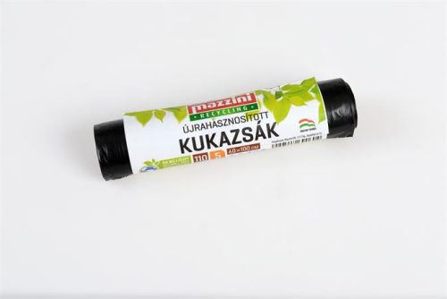 Kukazsák, MAZZINI, újrahasznosított, 110 l, 60x100 cm, 17 mikron, fekete (5db/tekercs)