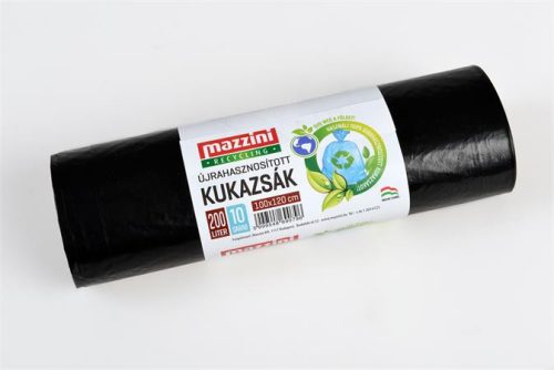 Kukazsák, MAZZINI, újrahasznosított, 200 l, 100x120 cm, 30 mikron, fekete (10db/tekercs)
