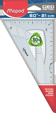 Vonalzó, MAPED Geometric, műanyag, 60°, 21 cm 